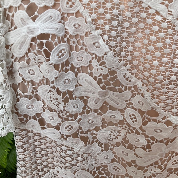 Lulu’s White Crocheted Eyelet Dress With Beige/Nude Lining - Size M - Picture 3 of 12